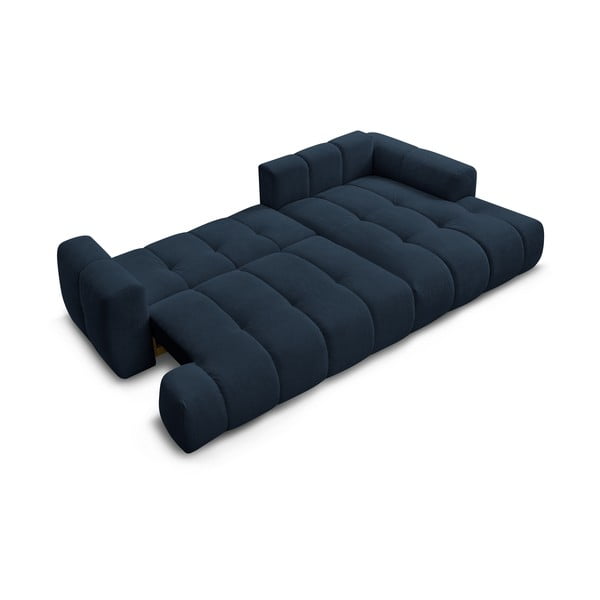 Divano angolare blu scuro allungabile e con contenitore (penisola a destra/chaise lounge) con rivestimento in ciniglia Fuji – Bobochic Paris-image-4