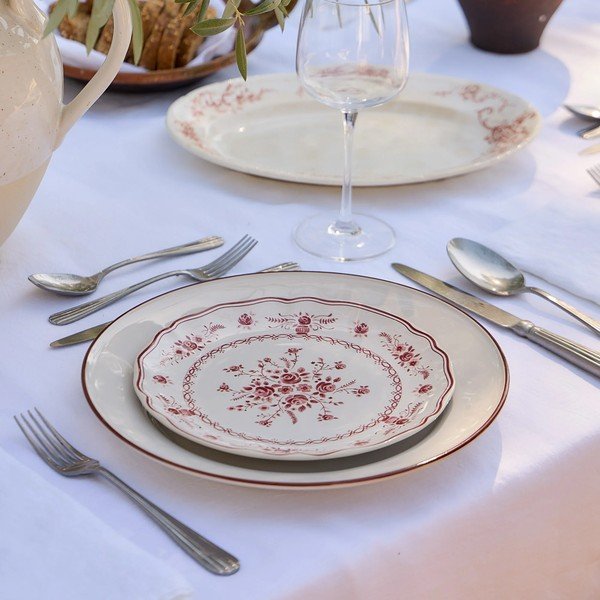 Piatto da dolce rosso/bianco in gres ø 21 cm Vila – Costa Nova-image-1