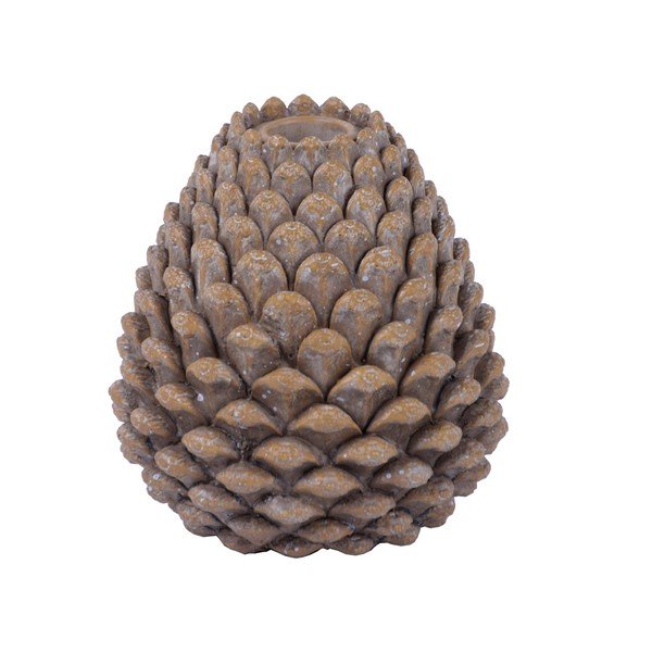 Portacandele marrone a forma di pigna, altezza 12 cm - Ego Dekor-image-1