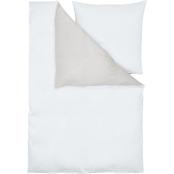 Biancheria da letto singola in cotone sateen bianco e beige , 135 x 200 cm Yuma - Westwing Collection-image-1