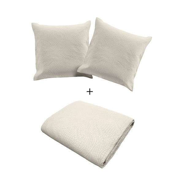 Set con copriletto e federa color crema in microfibra 240x260 cm Romane – douceur d'intérieur-image-4