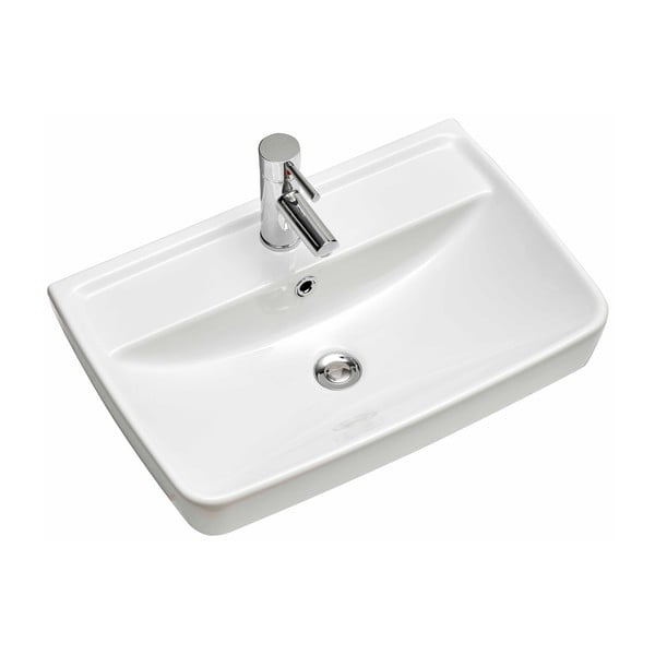 Lavabo in ceramica bianca senza miscelatore 60x40 cm Set 357 - Pelipal