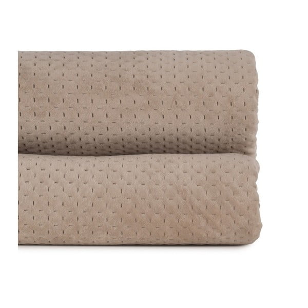 Copriletto beige in velluto con rivestimento trapuntato 240x260 cm – Ixia