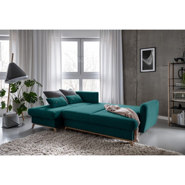 Divano angolare turchese allungabile/con contenitore (con penisola a sinistra/con chaise lounge) Scandic Lagom – Miuform-image-4