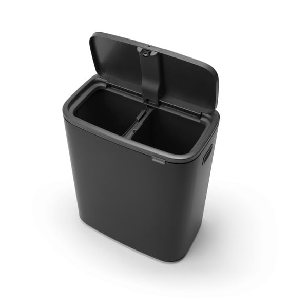 Bidone in acciaio nero opaco touch per raccolta differenziata 60 l Bo Touch Bin - Brabantia