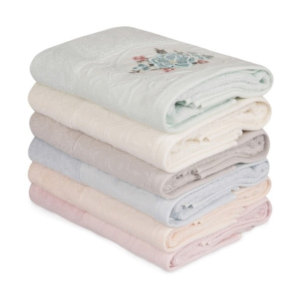 Set di 6 asciugamani in cotone Daireli Linda, 50 x 90 cm - Foutastic