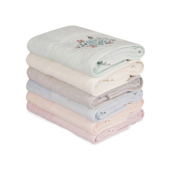 Set di 6 asciugamani in cotone Daireli Linda, 50 x 90 cm - Foutastic