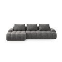 Divano angolare grigio allungabile/con contenitore (con penisola a sinistra/con chaise lounge) con rivestimento in velluto Linz – Cosmopolitan Design