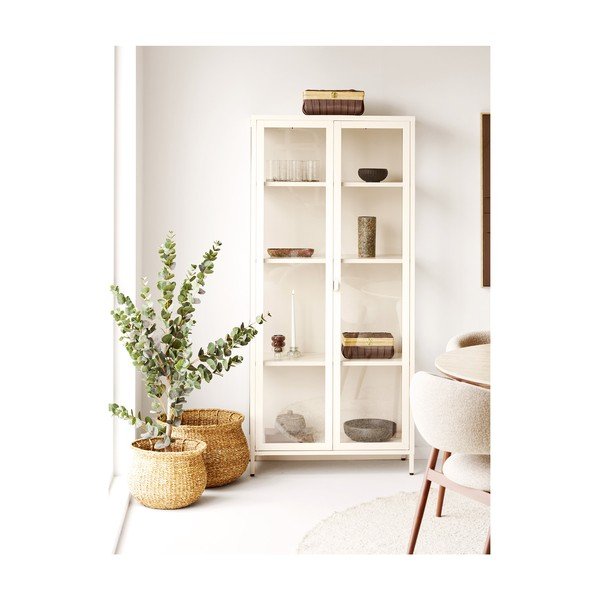 Vetrina color crema in acciaio 80x175x35 cm Brisbane – House Nordic-image-1