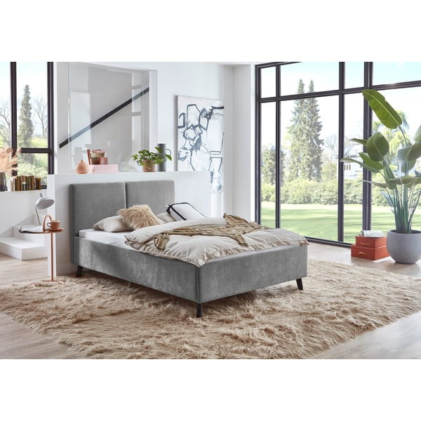 Letto matrimoniale imbottito grigio con rete inclusa 140x200 cm Piano – Meise Möbel-image-1