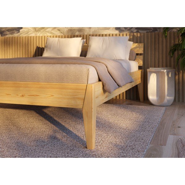 Letto matrimoniale di colore naturale in pino massiccio 180x200 cm Torino – Olivia Living-image-1