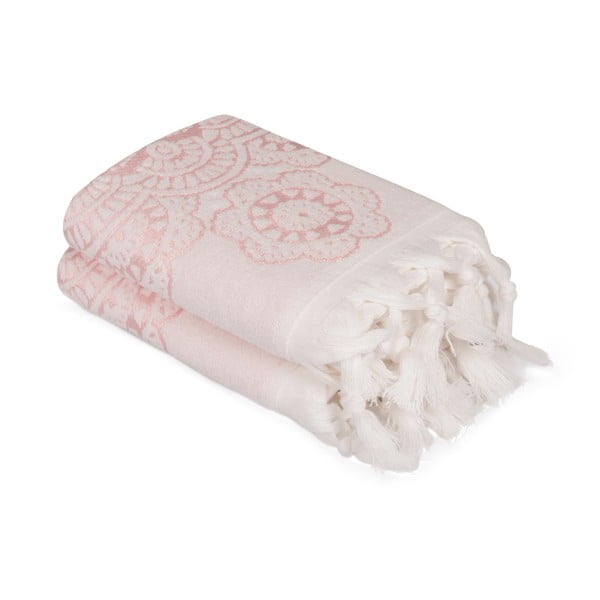 Set di 2 asciugamani in cotone rosa Carmelo Lerro, 50 x 90 cm - Foutastic