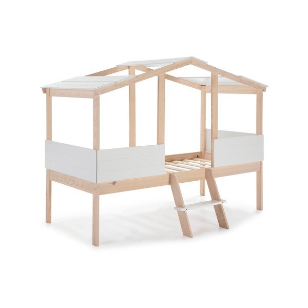 Letto per bambini a cupola/elevato 90x190 cm, colore bianco/naturale Parma - Marckeric-image-2