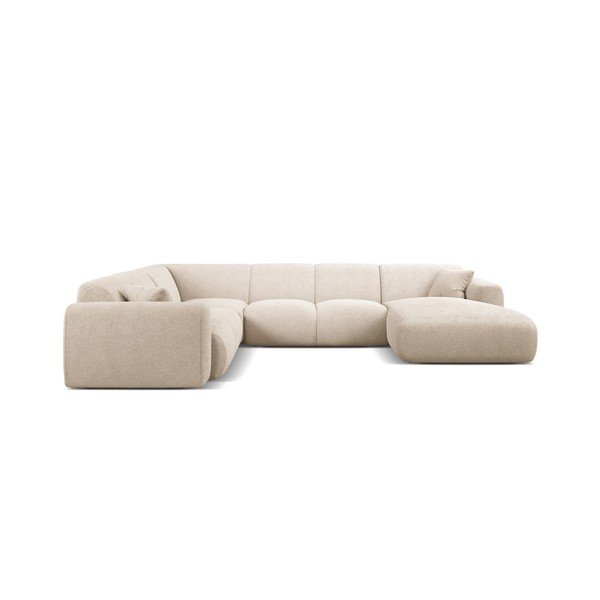 Divano angolare beige (a U) con rivestimento in bouclé Molino – Micadoni -image-1