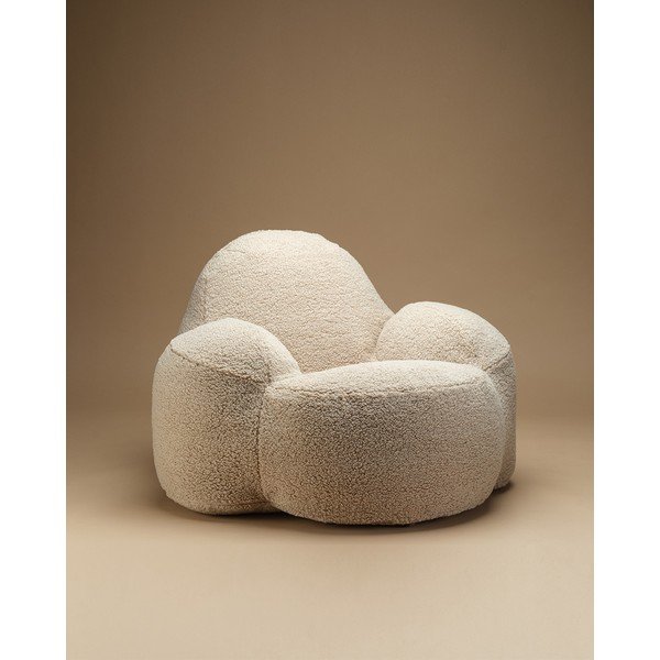 Pouf a sacco per bambini beige con rivestimento in pelliccia sintetica Momo – Wigiwama-image-1