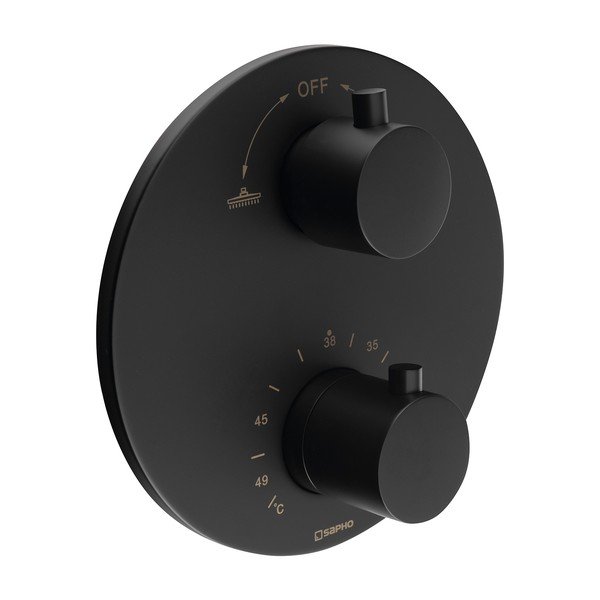 Rubinetto per doccia in nero opaco da incasso (con due uscite) – Sapho-image-1