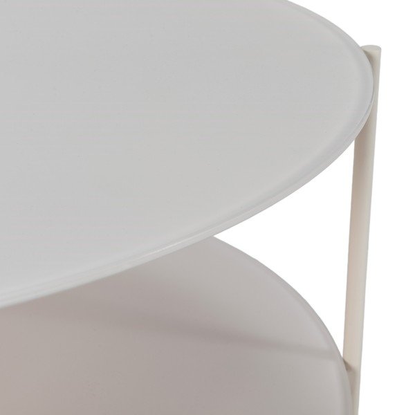 Tavolino da salotto rotondo color crema con piano in vetro ø 83 cm Davi – MOME-image-4