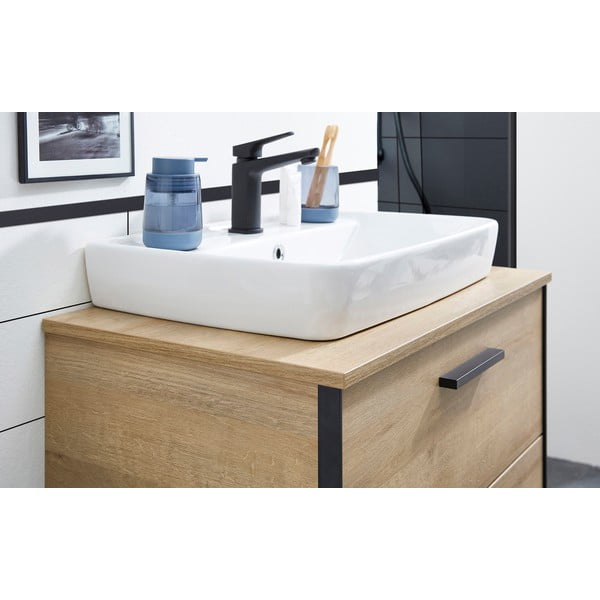 Piano per lavabo di colore naturale con effetto rovere Quickset 395 – Pelipal-image-2