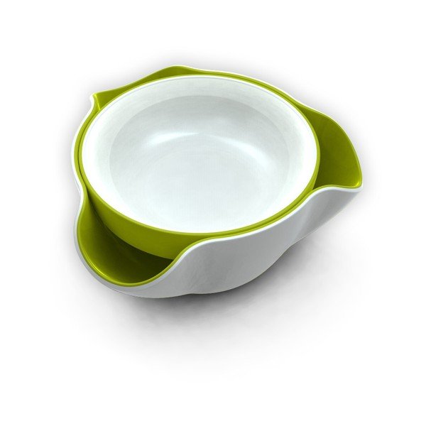 Dvojitá miska Double Dish, bílá/zelená