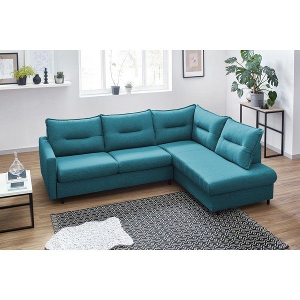 Divano letto angolare blu turchese Sinki L, angolo destro - Bobochic Paris-image-4