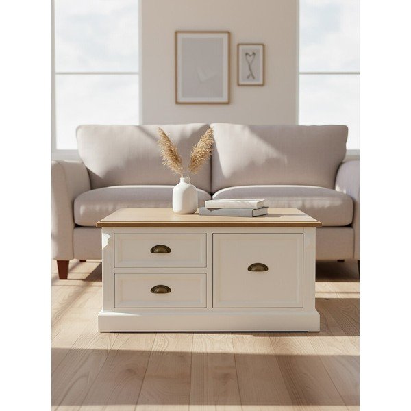 Tavolino da salotto bianco con effetto abete 90x90 cm Hardwick – Premier Housewares-image-4