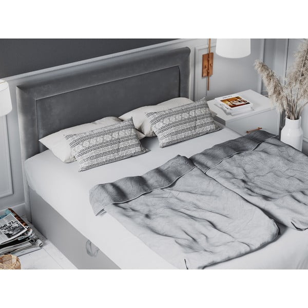 Letto boxspring grigio con contenitore 200x200 cm Yucca - Mazzini Beds-image-1