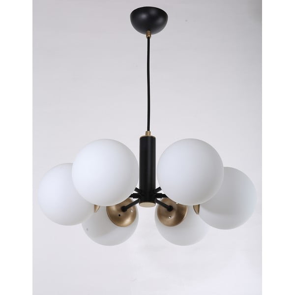 Lampadario nero con paralume in vetro ø 56 cm Daisy – Squid Lighting