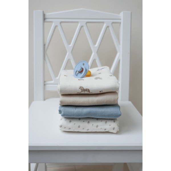 Pannolini blu/beige in mussola 3 pz 70x70 cm Vintage Toys – Cam Cam Copenhagen-image-1
