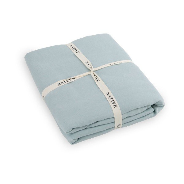 Set copripiumino e federa azzurro in lino per letto matrimoniale 200x200 cm Aqua – Native Natural-image-3