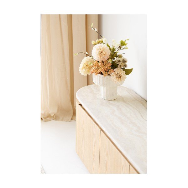 Mobile TV color crema/di colore naturale con piano in pietra 160x45x40 cm Larvik – House Nordic-image-2