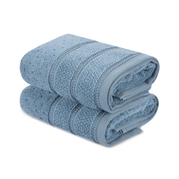 Set di 2 asciugamani in cotone blu, 50 x 90 cm Arella - Foutastic-image-2