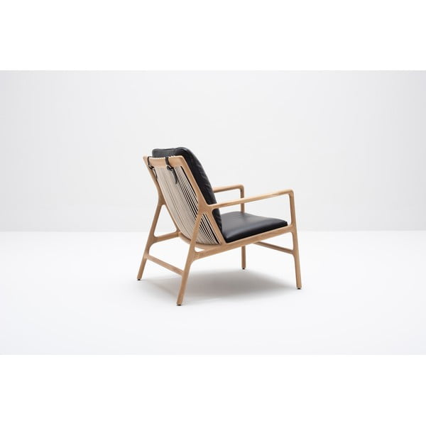 Poltrona in pelle di colore nero-naturale Dedo - Gazzda-image-4