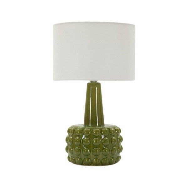 Lampada da tavolo bianca/verde in ceramica con paralume in tessuto (altezza totale 51,5 cm) Gress – Mauro Ferretti