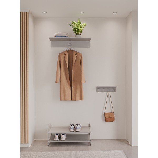 Attaccapanni da parete grigio chiaro in acciaio con scaffale 21,5 cm A-Coat – Zone-image-1