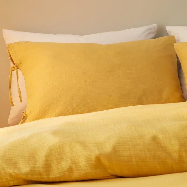 Biancheria da letto singola in mussola gialla 135x200 cm Afra - Pineapple Elephant-image-1