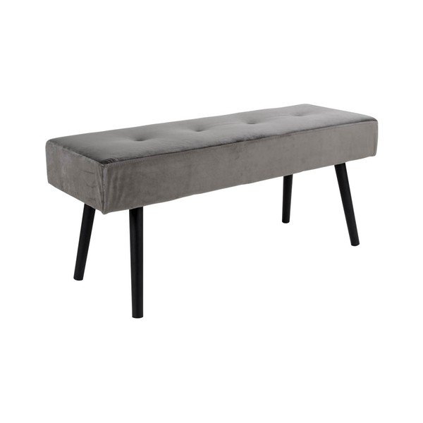 Panca imbottita grigia con rivestimento in velluto Skiby, 100 x 35 cm - House Nordic-image-2