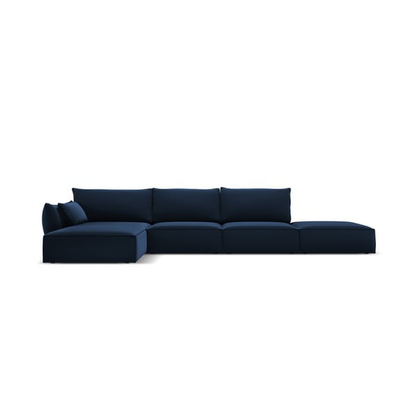 Divano angolare blu scuro (con penisola a sinistra/con chaise lounge) con rivestimento in velluto Vanda – Mazzini Sofas