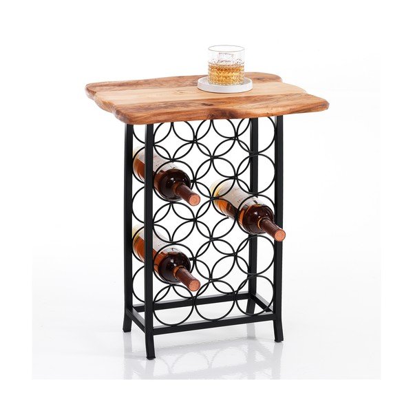 Portabottiglie nero/di colore naturale in metallo per 15 bottiglie 46x56x35,5 cm Ras – Tomasucci-image-1