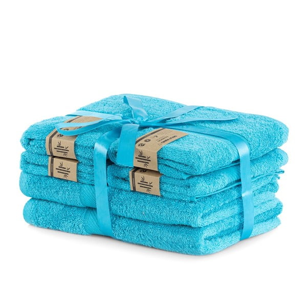 Set di asciugamani per viso e corpo tipo terry blu in misto bambù 6 pz Bamby – DecoKing-image-1