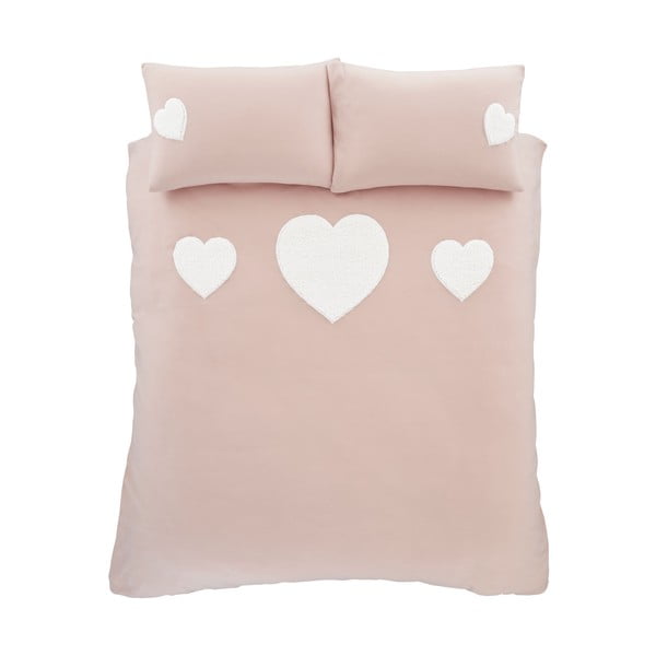 Biancheria da letto in pile rosa con motivo a cuore , 135 x 200 cm Cosy Heart - Catherine Lansfield-image-4
