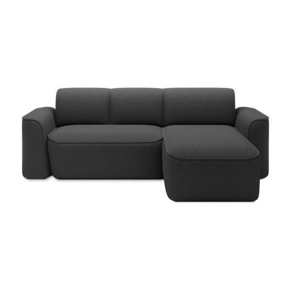 Divano angolare color antracite (con penisola a destra/con chaise lounge) e rivestimento in bouclé Ume – ELTAP