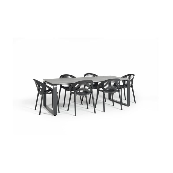 Set da pranzo da giardino per 6 persone con sedia Joanna nera e tavolo Strong, 210 x 100 cm Strong & Joanna - Bonami Selection