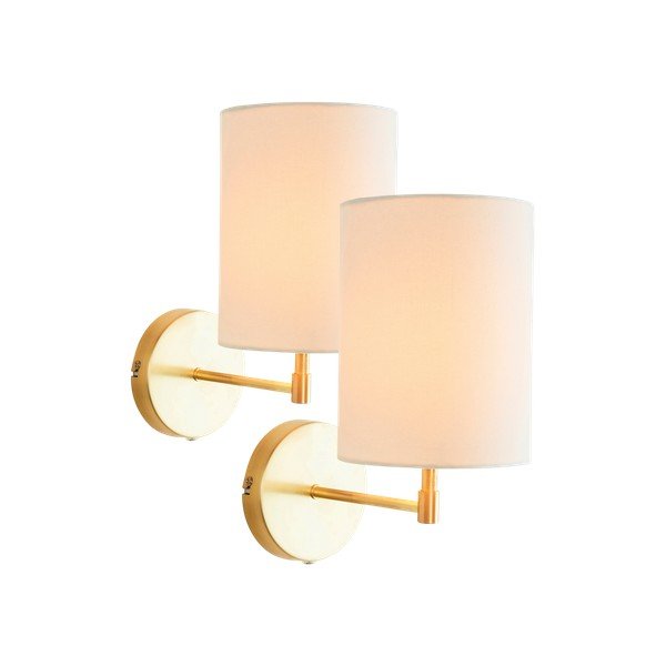 Lampada da parete color crema/color ottone in tessuto con alimentazione a corrente Seth – Jotex