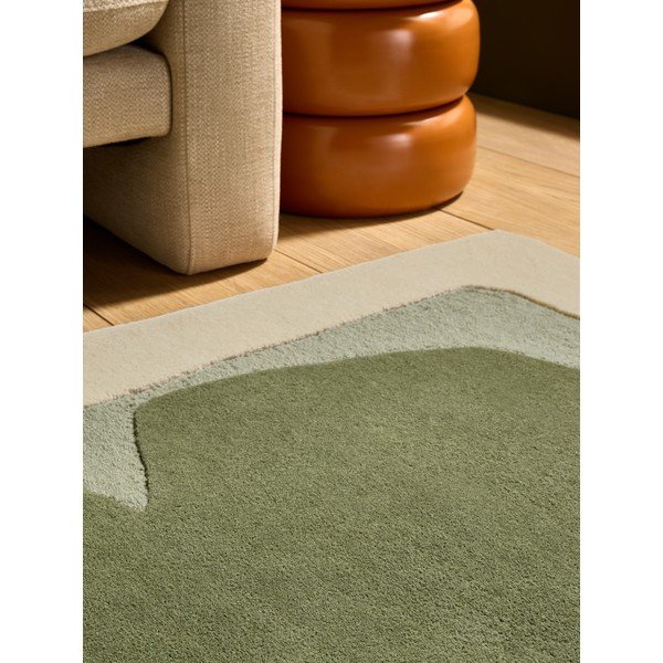 Tappeto verde/beige in lana tessuto a mano 120x170 cm Kinney – MADE-image-2