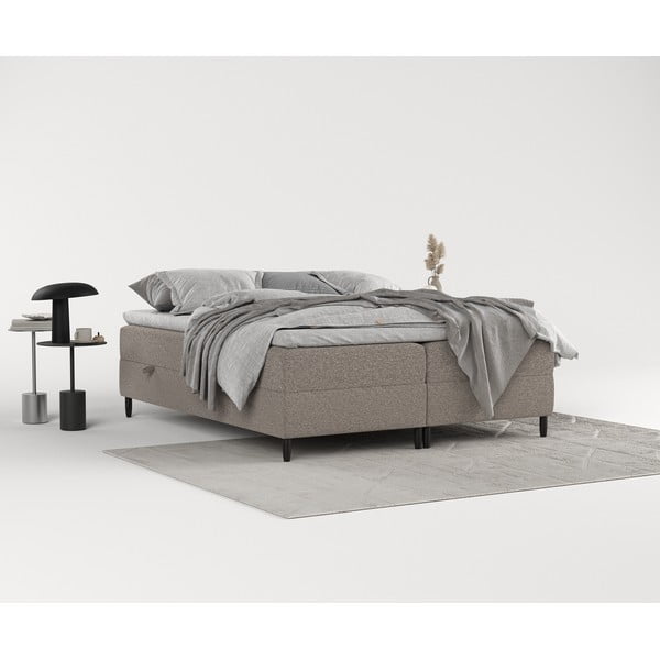 Letto boxspring marrone con contenitore 200x200 cm Malte - Maison de Rêve-image-1