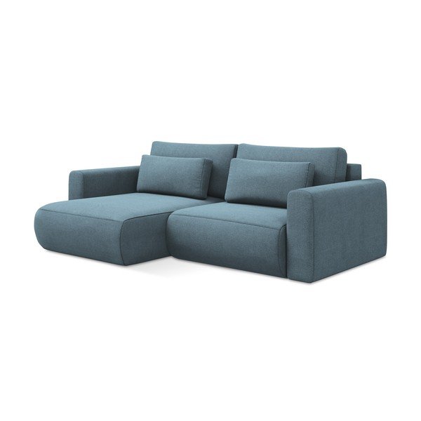 Divano angolare azzurro allungabile/con contenitore (con penisola a sinistra/con chaise lounge) Kapua – Makamii-image-1