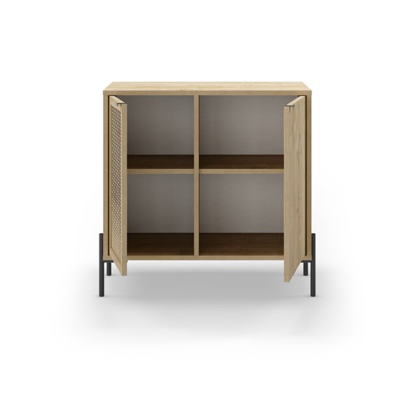 Cassettiera bassa in rovere decorato in colore naturale 80x80 cm Inca - Marckeric-image-3