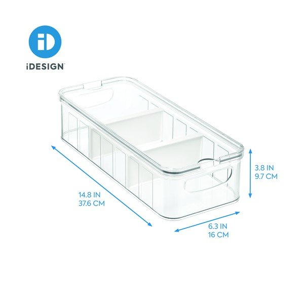Scatola trasparente con coperchio e 3 scomparti , 38 x 16 cm Crisp - iDesign-image-2