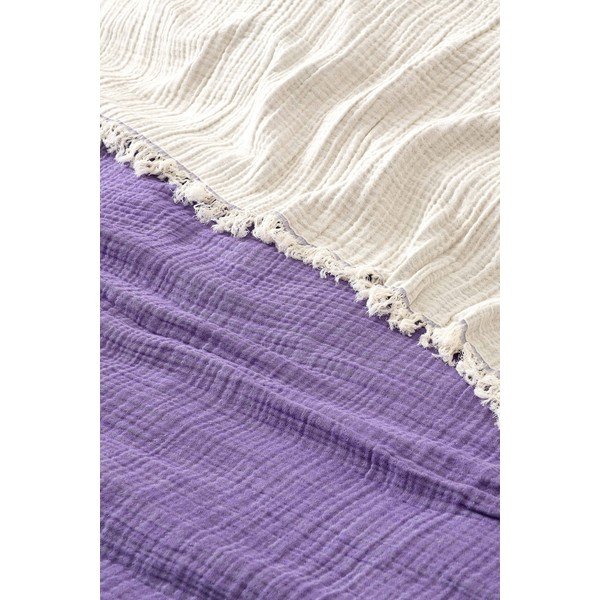 Copriletto in mussola viola per letto matrimoniale 230x250 cm - Mijolnir-image-1