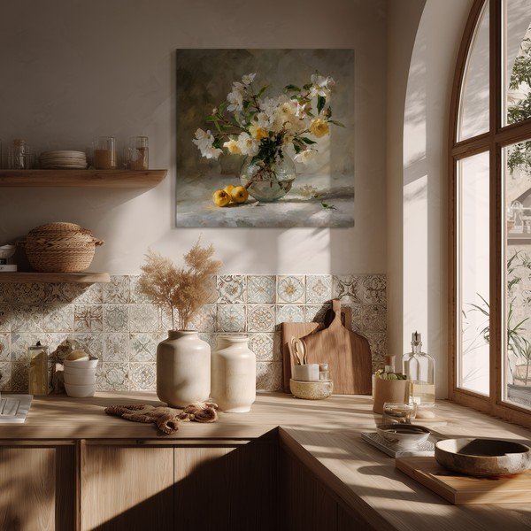 Dipinto stampato con cornice inclusa 70x70 cm Apple Flowers – Styler-image-1